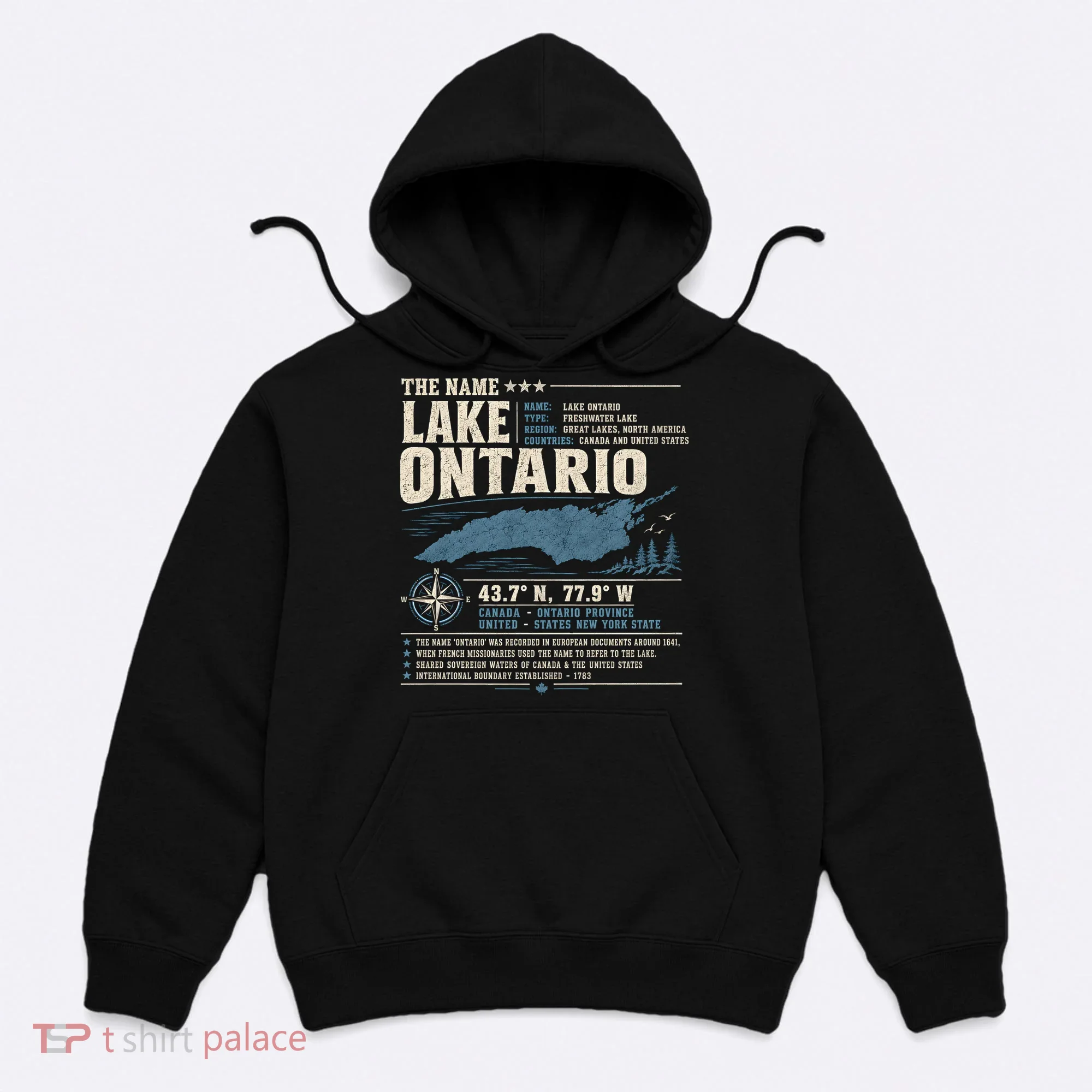 The Name Lake Ontario Coordinates Hoodie