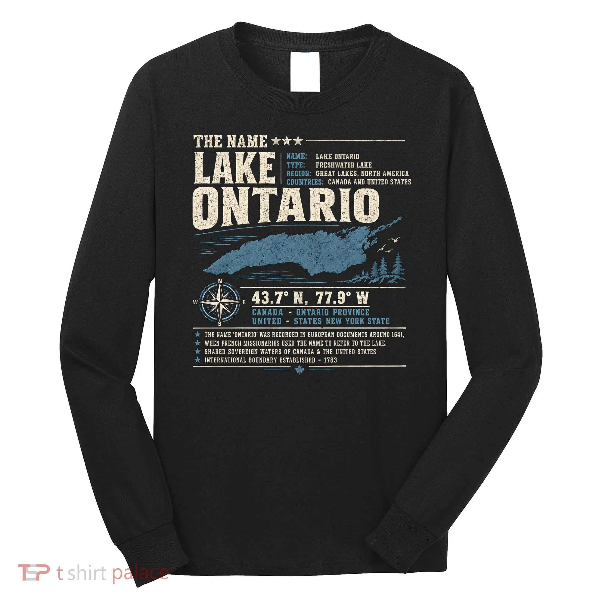 The Name Lake Ontario Coordinates Long Sleeve Shirt