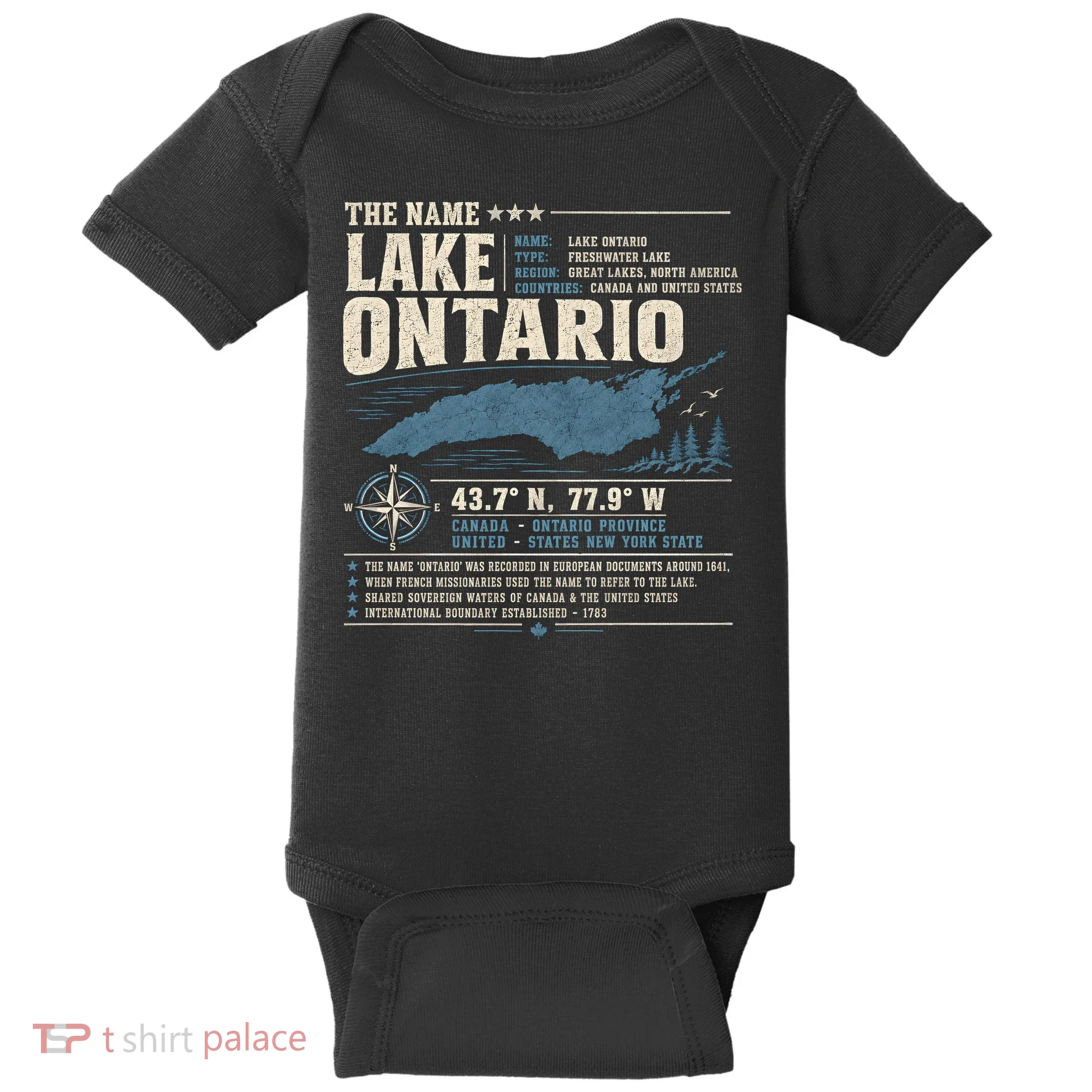 The Name Lake Ontario Coordinates Baby Bodysuit