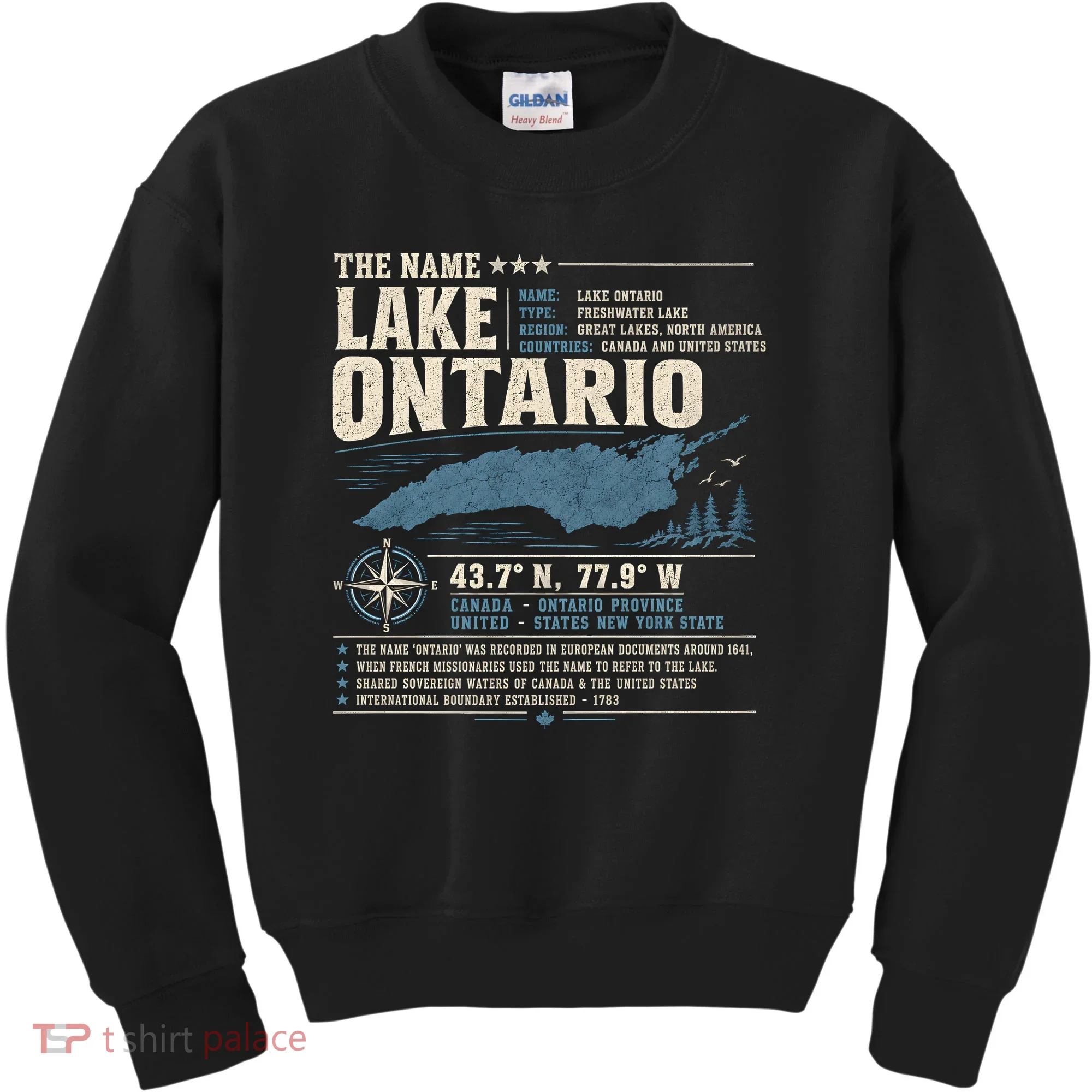 The Name Lake Ontario Coordinates Kids Sweatshirt