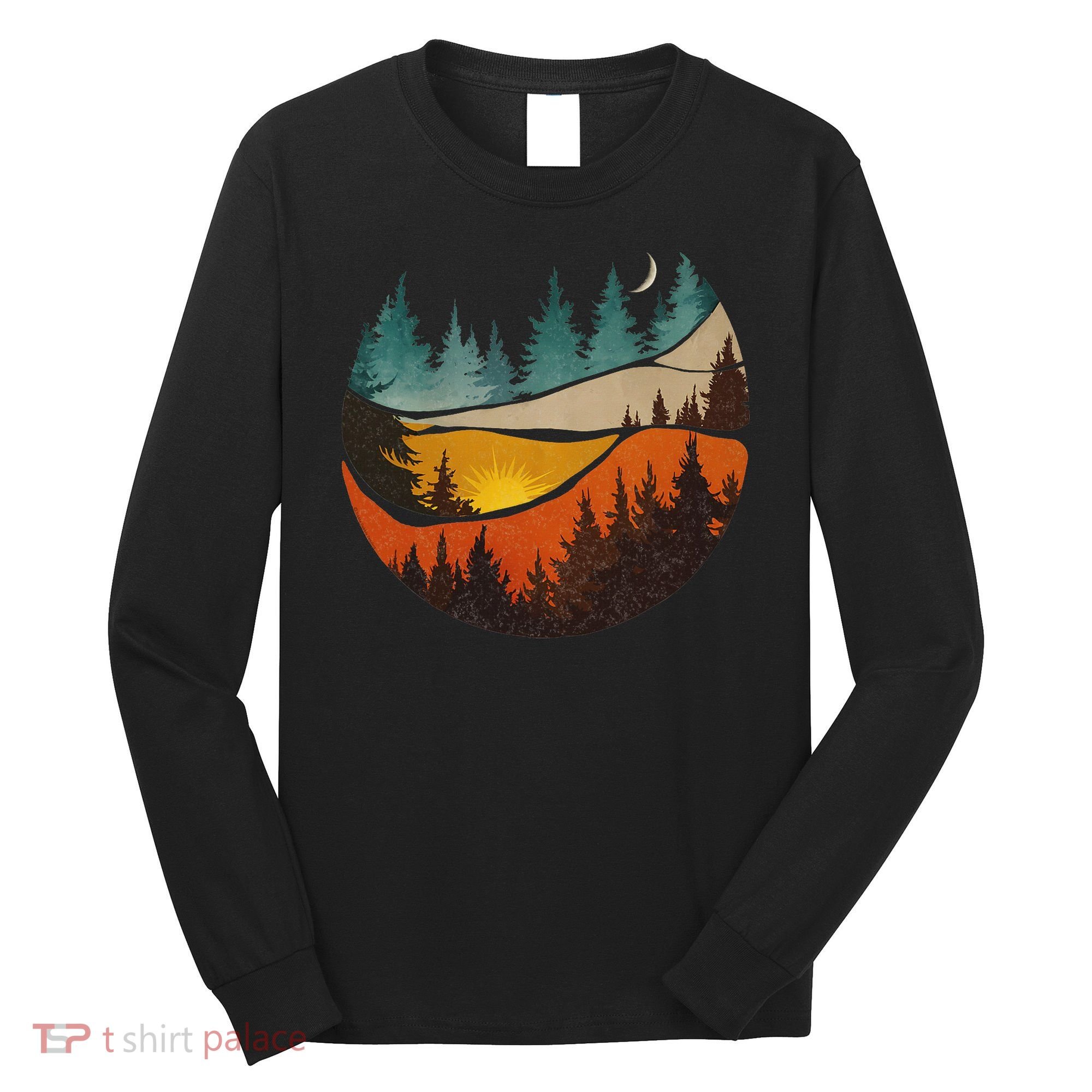 Trees Nature Mountains Adventure Outdoor Wildlife Forest Long Sleeve Shirt