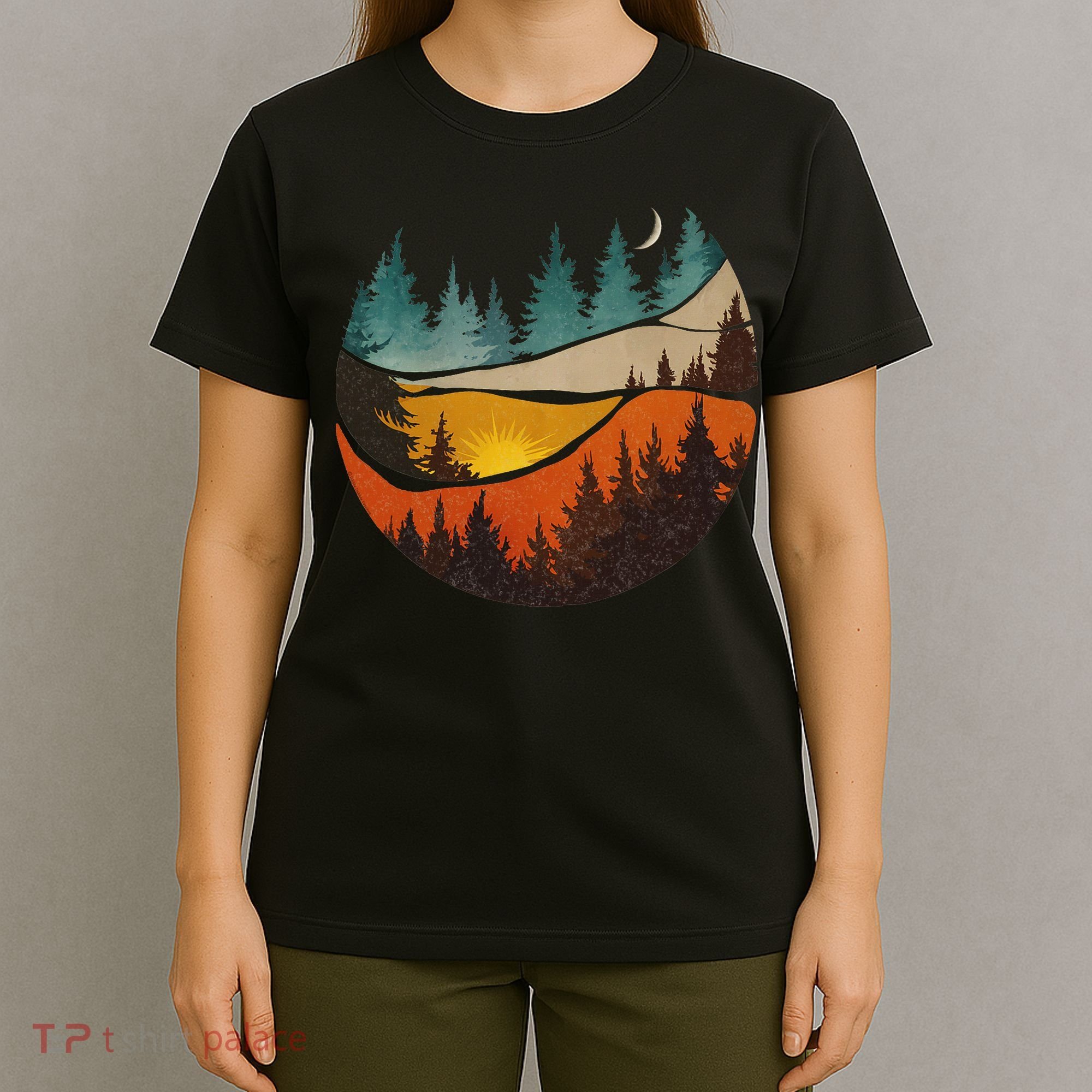 Trees Nature Mountains Adventure Outdoor Wildlife Forest T-Shirt