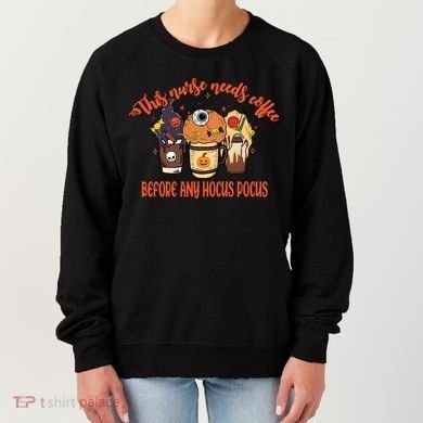 This Nurse Needs Coffee Funny Halloween Graphic Plus Size Women's Sweatshirt
