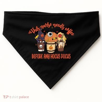 This Nurse Needs Coffee Funny Halloween Graphic Plus Size USA-Made Doggie Bandana