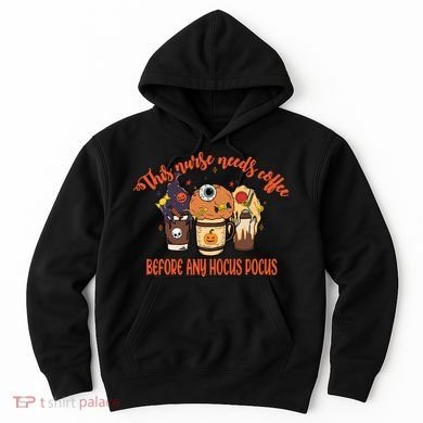 This Nurse Needs Coffee Funny Halloween Graphic Plus Size Hoodie