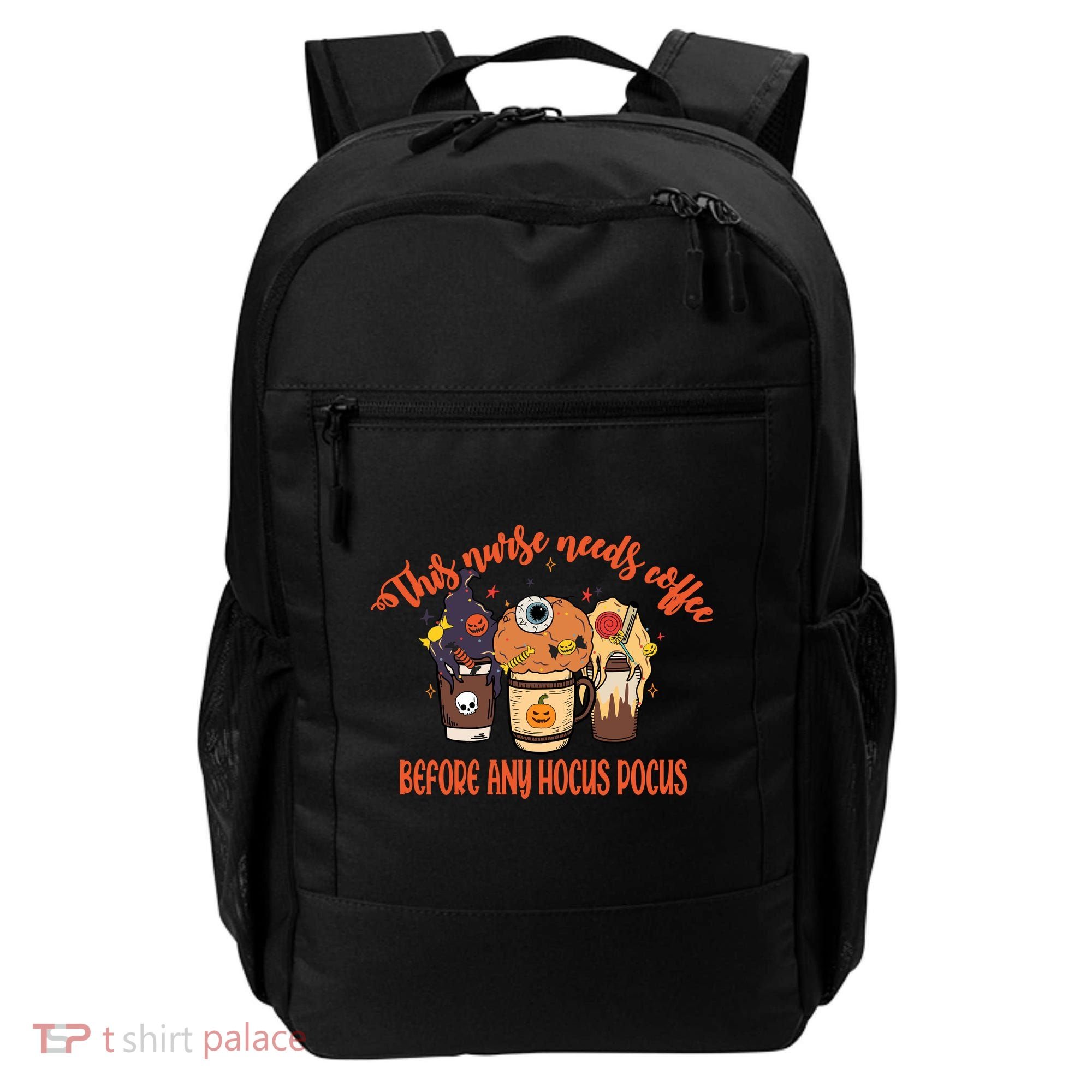 This Nurse Needs Coffee Funny Halloween Graphic Plus Size Backpack