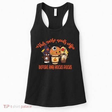 This Nurse Needs Coffee Funny Halloween Graphic Plus Size Women's Tank Top