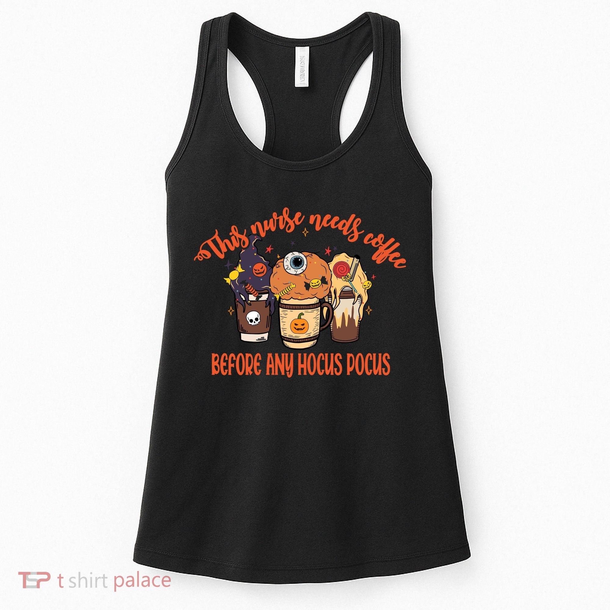 This Nurse Needs Coffee Funny Halloween Graphic Plus Size Women's Tank Top