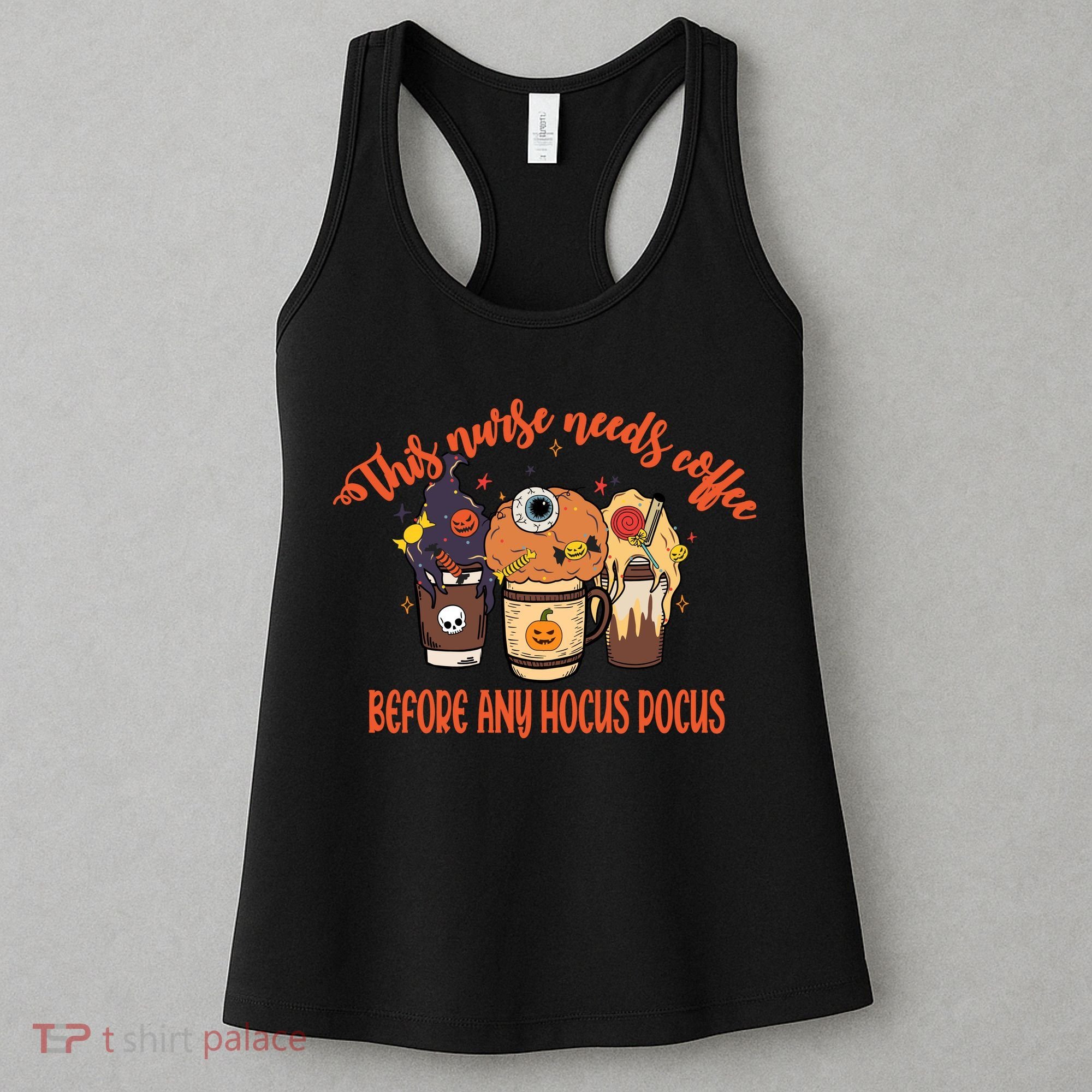 This Nurse Needs Coffee Funny Halloween Graphic Plus Size Women's Tank Top