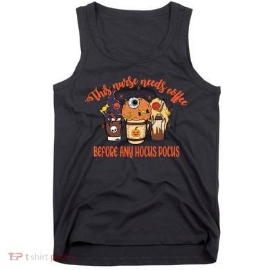 This Nurse Needs Coffee Funny Halloween Graphic Plus Size Tank Top