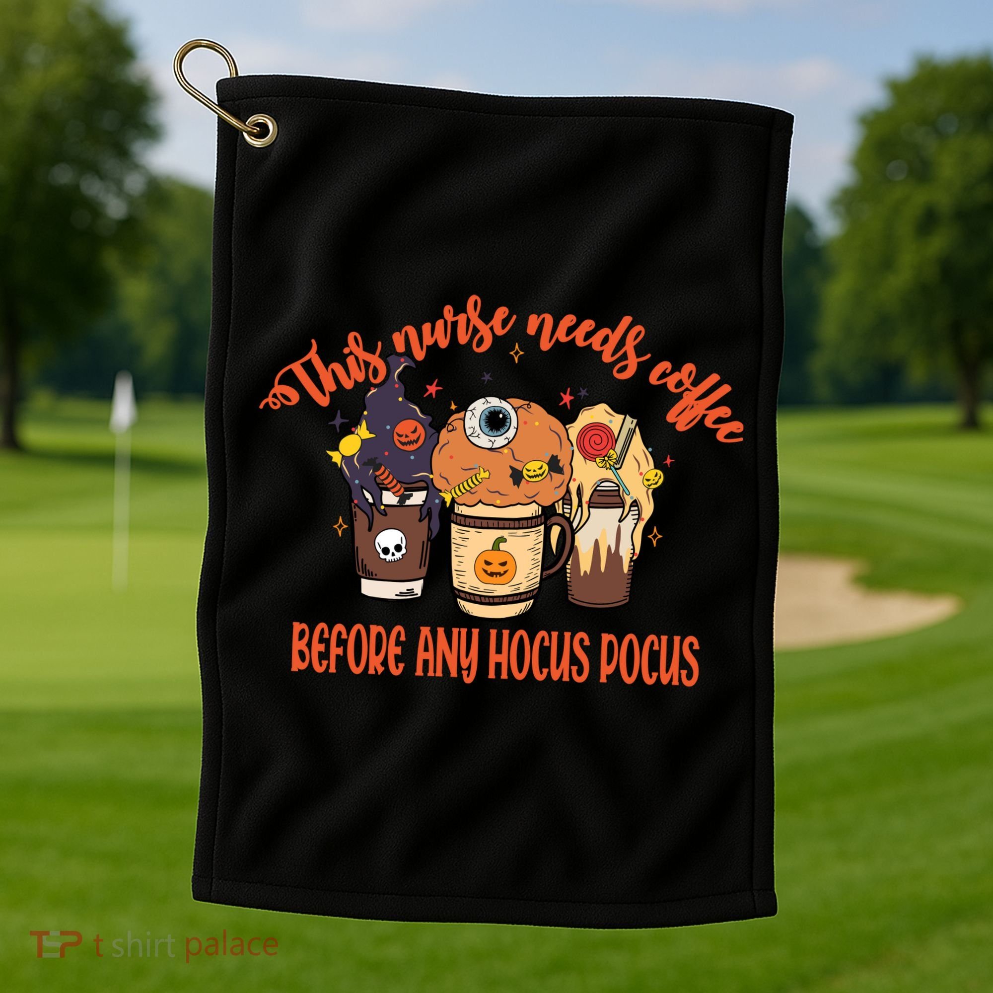This Nurse Needs Coffee Funny Halloween Graphic Plus Size Golf Towel