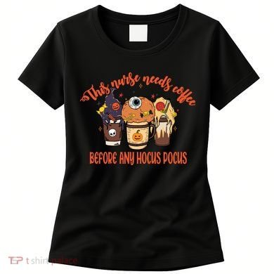 This Nurse Needs Coffee Funny Halloween Graphic Plus Size Women's T-Shirt