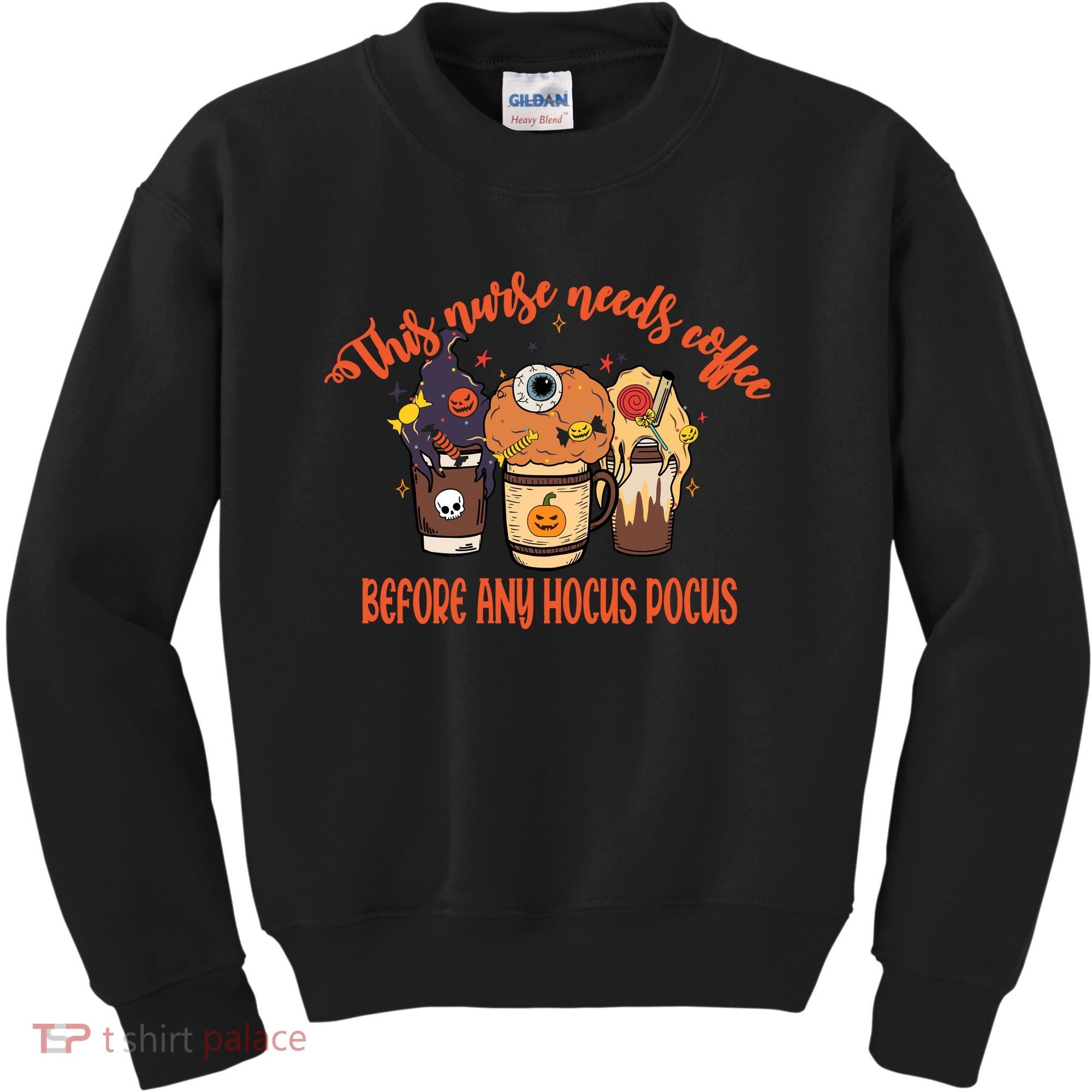 This Nurse Needs Coffee Funny Halloween Graphic Plus Size Kids Sweatshirt