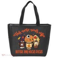 This Nurse Needs Coffee Funny Halloween Graphic Plus Size Tote Bag thumb 0