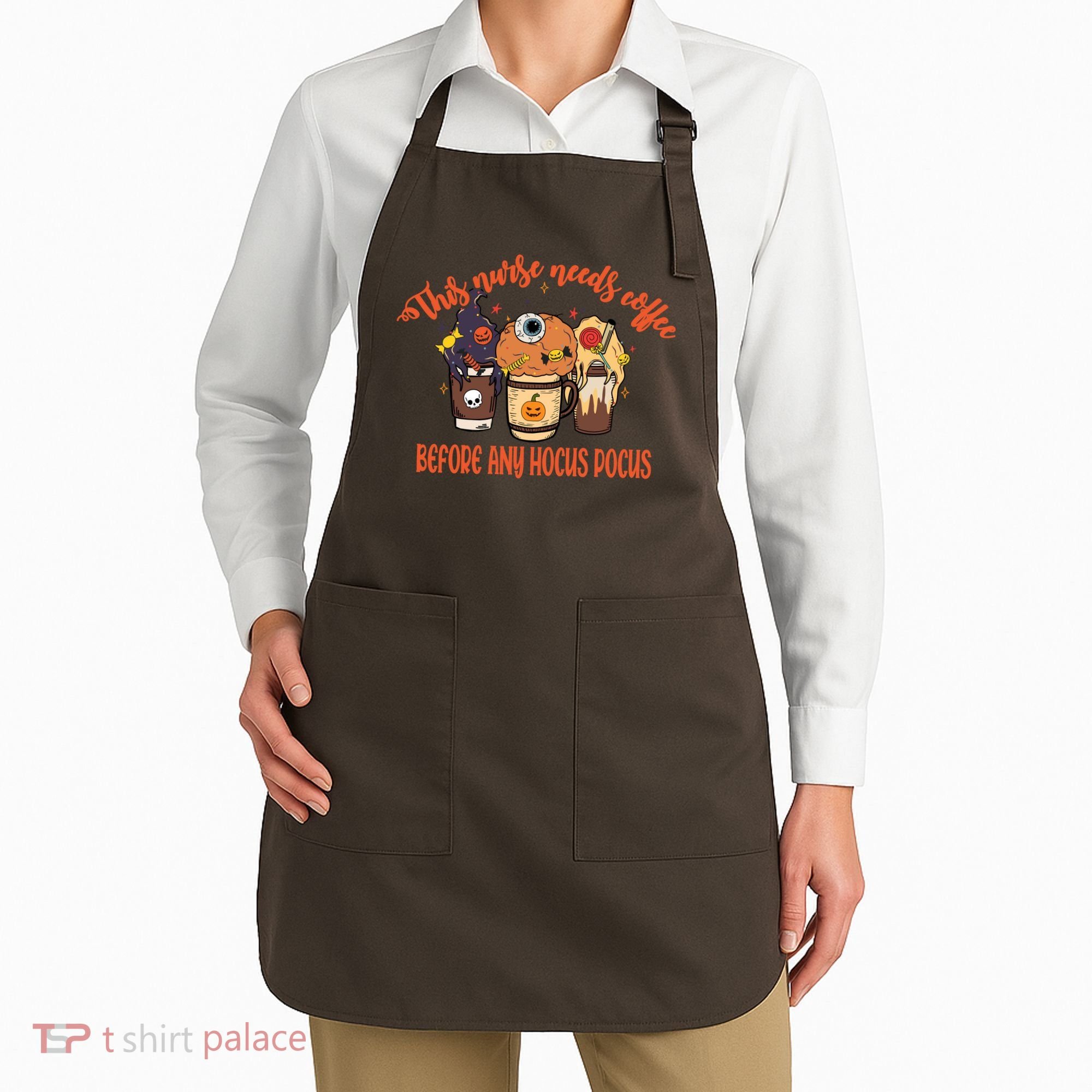 This Nurse Needs Coffee Funny Halloween Graphic Plus Size Apron