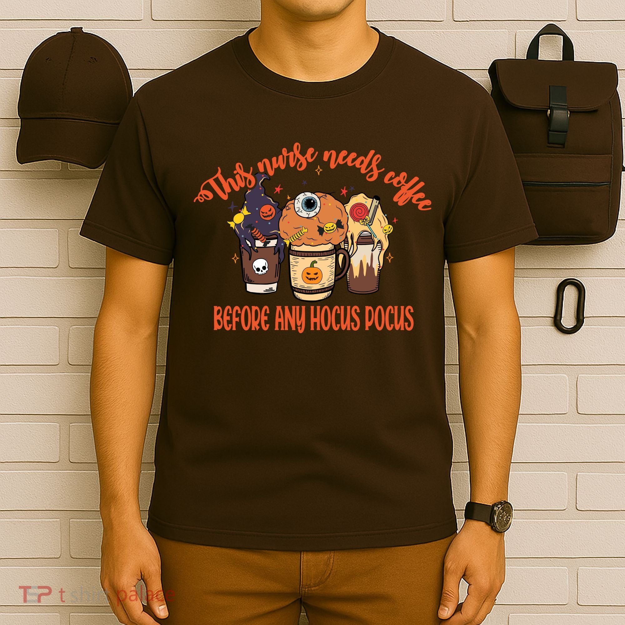 This Nurse Needs Coffee Funny Halloween Graphic Plus Size T-Shirt
