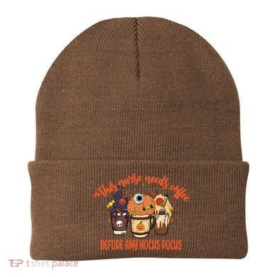 This Nurse Needs Coffee Funny Halloween Graphic Plus Size Beanie
