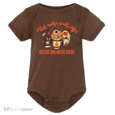 This Nurse Needs Coffee Funny Halloween Graphic Plus Size Baby Bodysuit