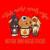 This Nurse Needs Coffee Funny Halloween Graphic Plus Size Santa Hat thumb 1