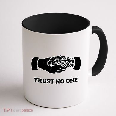 Trust No One Shake Hands With A Snake Coffee Mug back