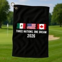 Three Nations One Dream 2026 International Soccer Tournament Golf Towel thumb 1