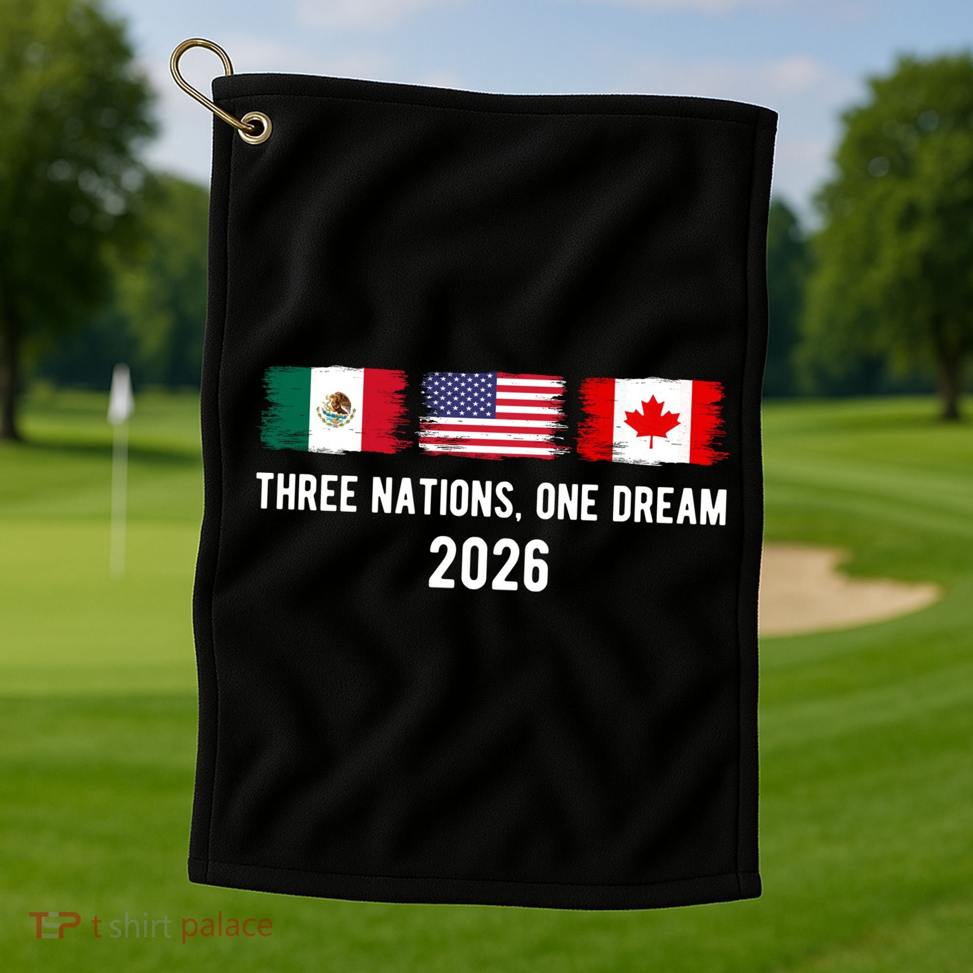 Three Nations One Dream 2026 International Soccer Tournament Golf Towel