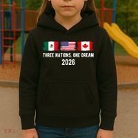 Three Nations One Dream 2026 International Soccer Tournament Kids Hoodie thumb 3