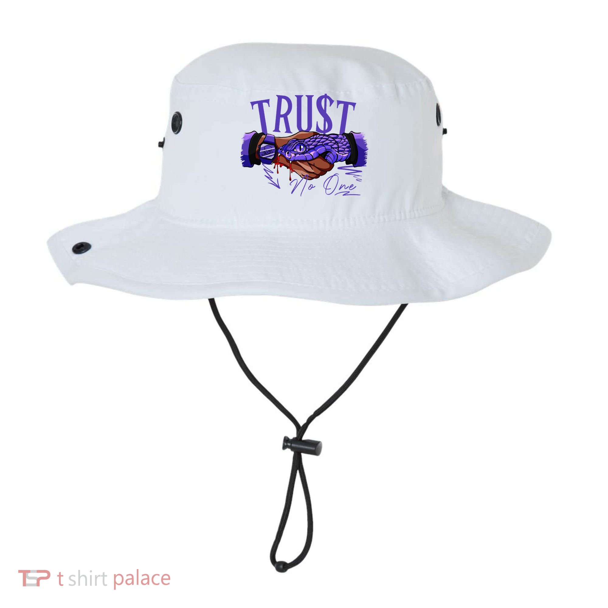 Trust No One Black Field Purple 12s Matching Bucket Hat