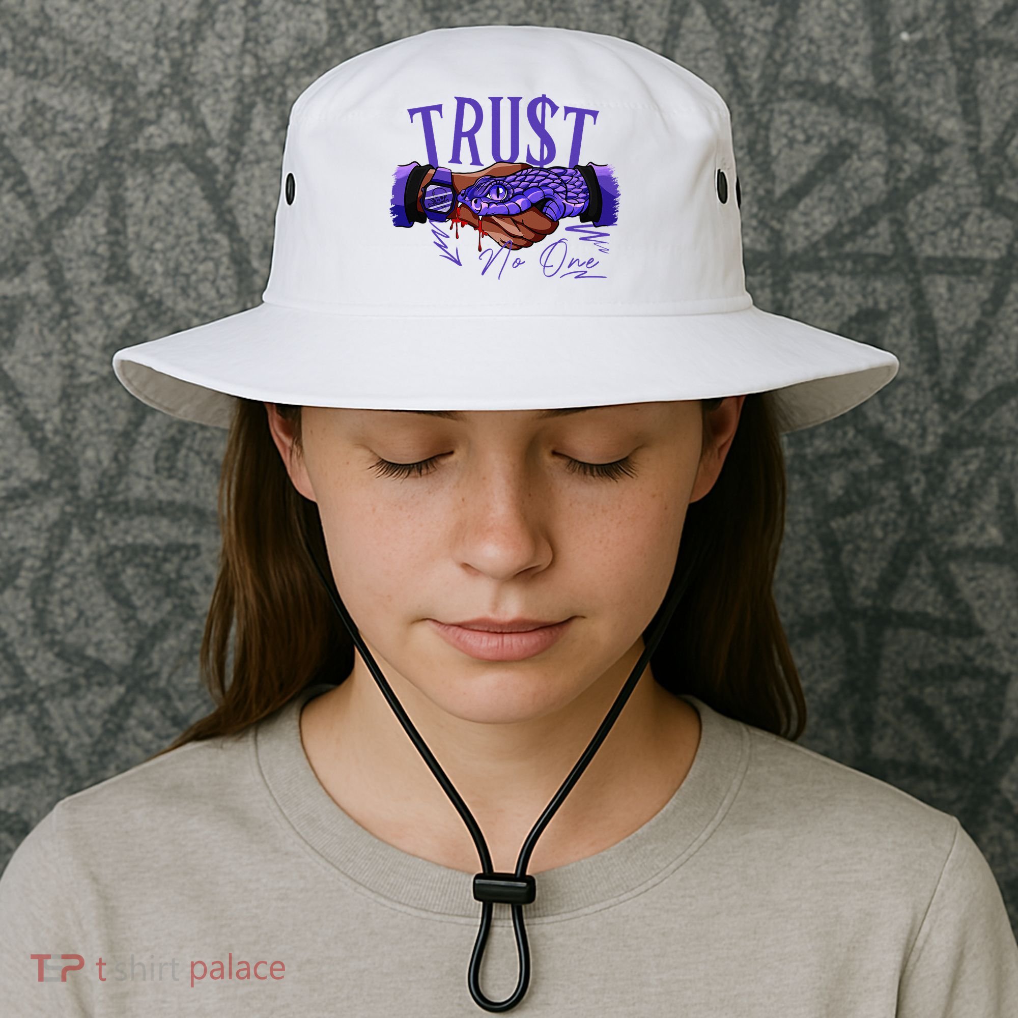 Trust No One Black Field Purple 12s Matching Bucket Hat