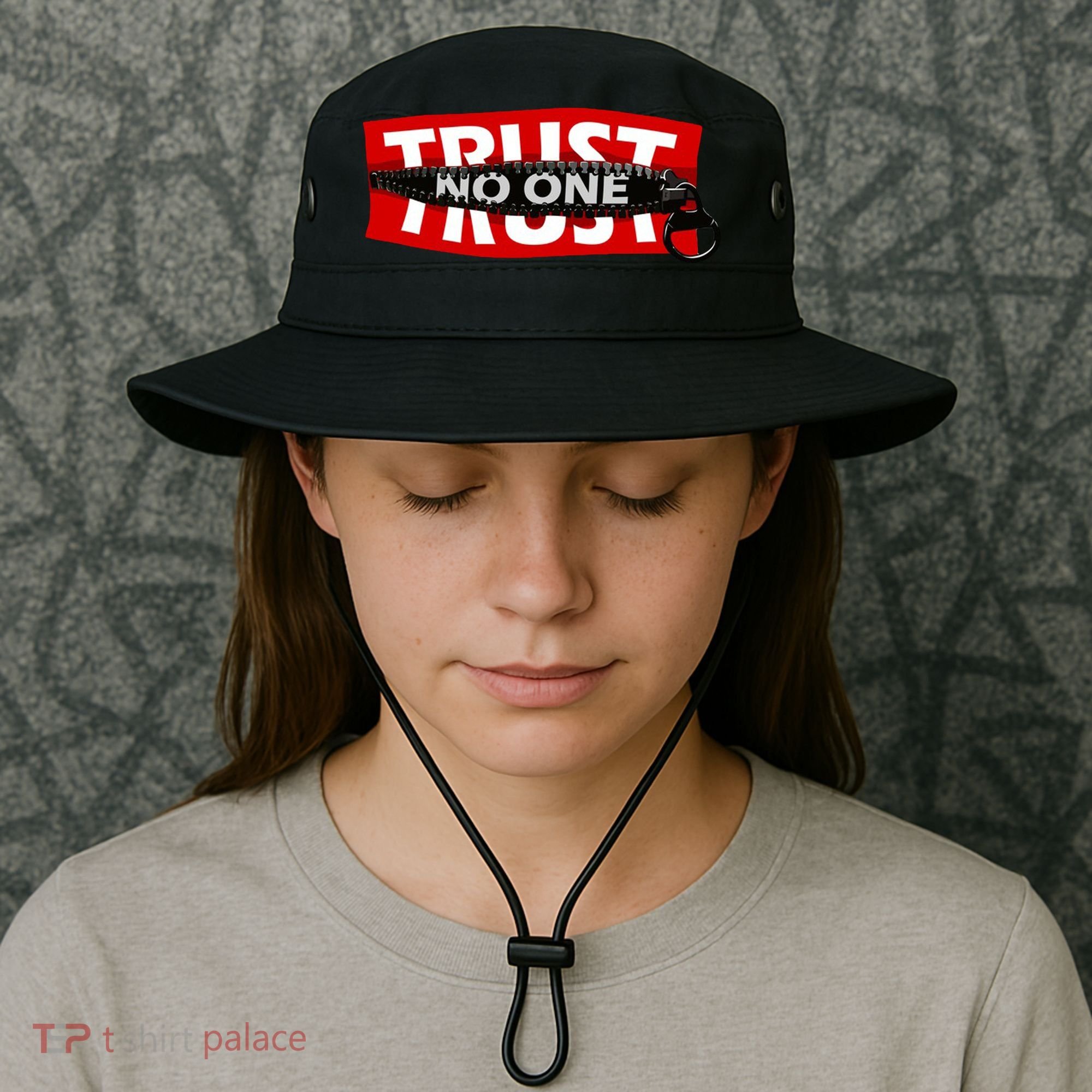 Trust No One Graphic Bucket Hat