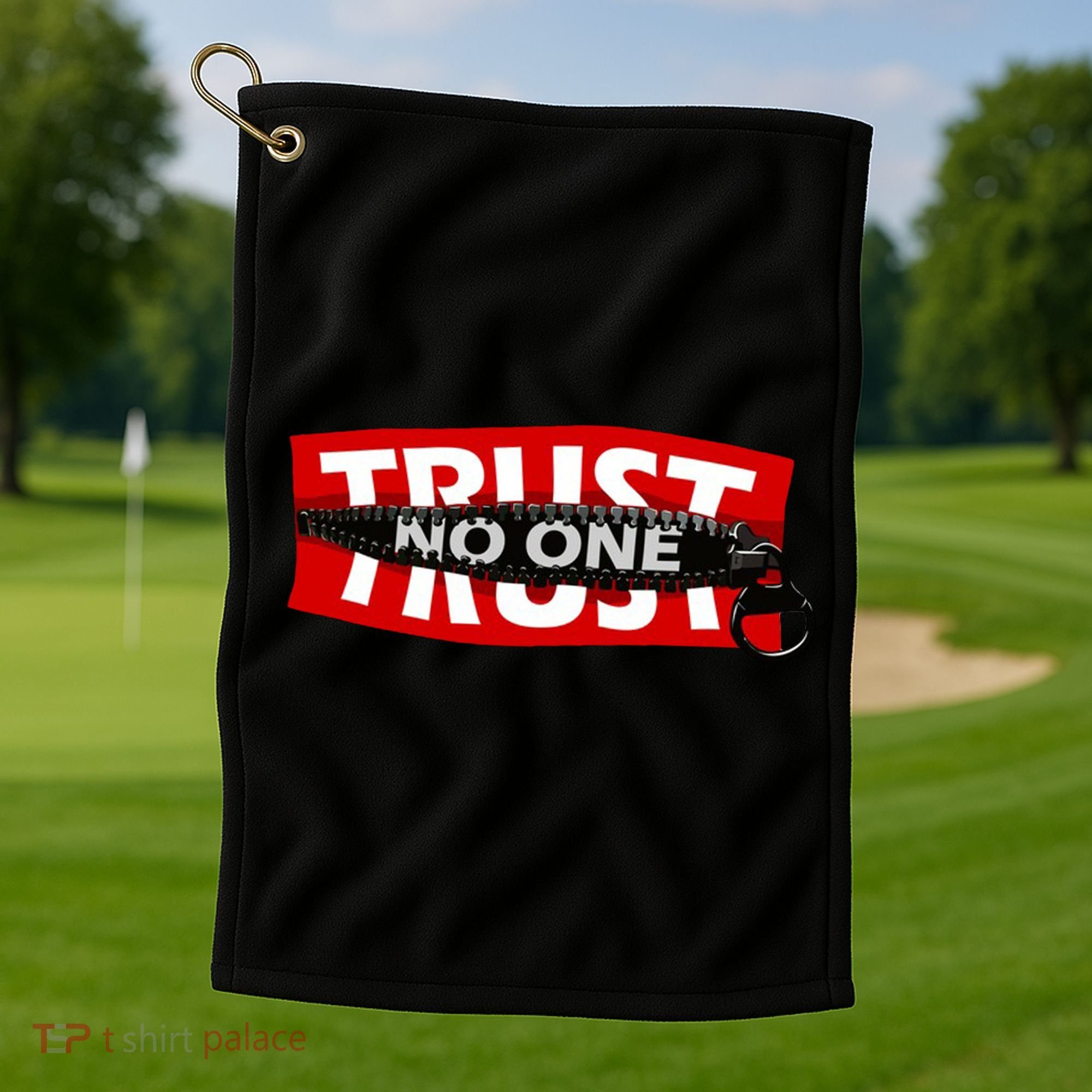 Trust No One Graphic Golf Towel