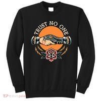 Trust No One Handshake Snake Traditional Tattoo Art Sweatshirt thumb 0