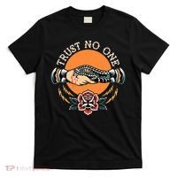 Trust No One Handshake Snake Traditional Tattoo Art T-Shirt thumb 0