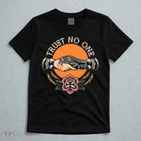 Trust No One Handshake Snake Traditional Tattoo Art T-Shirt thumb 5