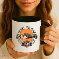 Trust No One Handshake Snake Traditional Tattoo Art Coffee Mug thumb 3