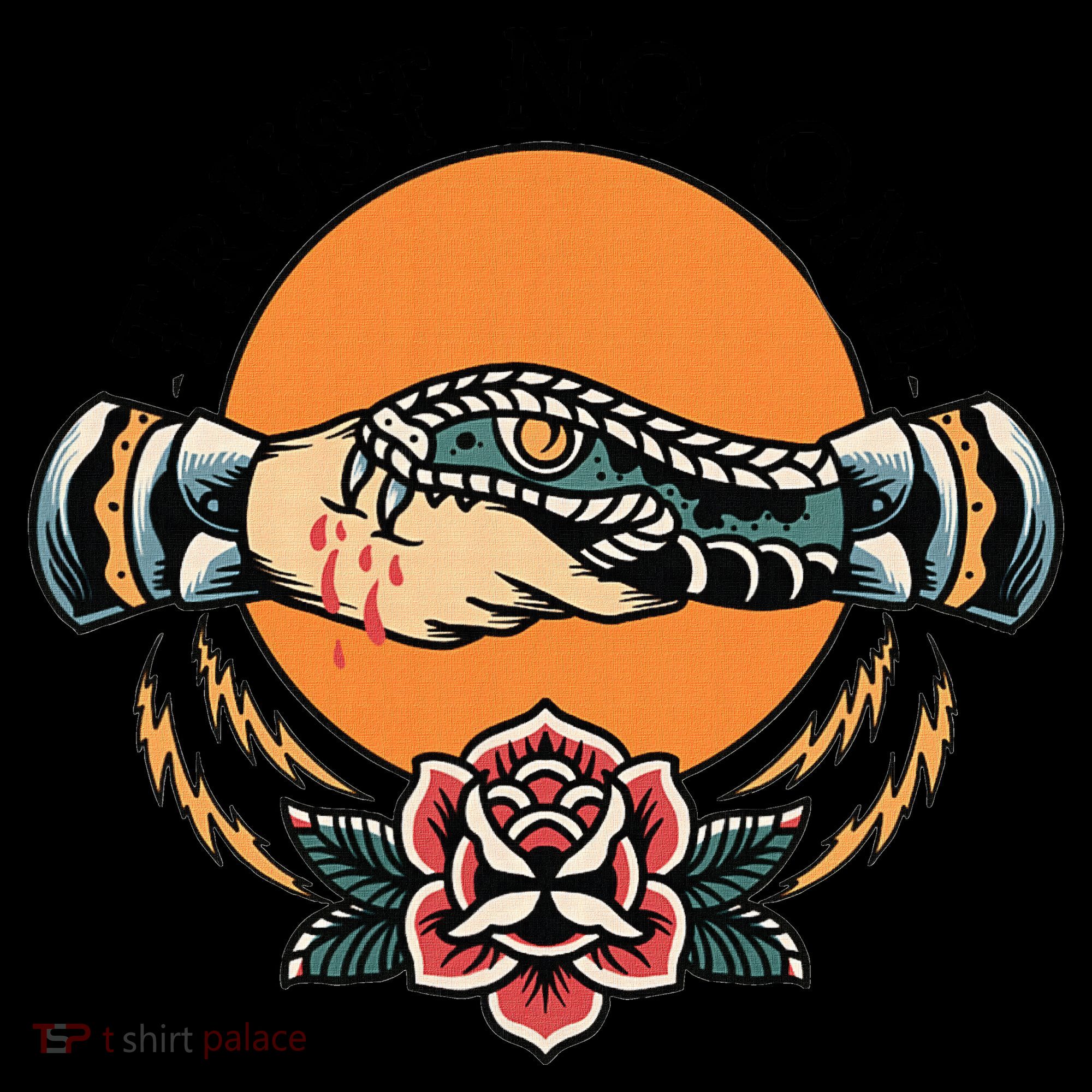 Trust No One Handshake Snake Traditional Tattoo Art Coffee Mug