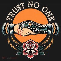 Trust No One Handshake Snake Traditional Tattoo Art Women's Hoodie thumb 2