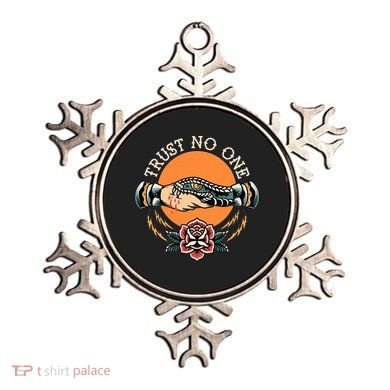 Trust No One Handshake Snake Traditional Tattoo Art Ornament