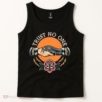 Trust No One Handshake Snake Traditional Tattoo Art Tank Top thumb 2