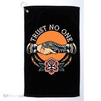 Trust No One Handshake Snake Traditional Tattoo Art Golf Towel thumb 0