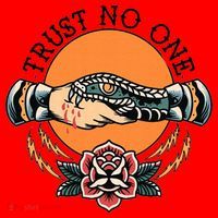 Trust No One Handshake Snake Traditional Tattoo Art Santa Hat thumb 1