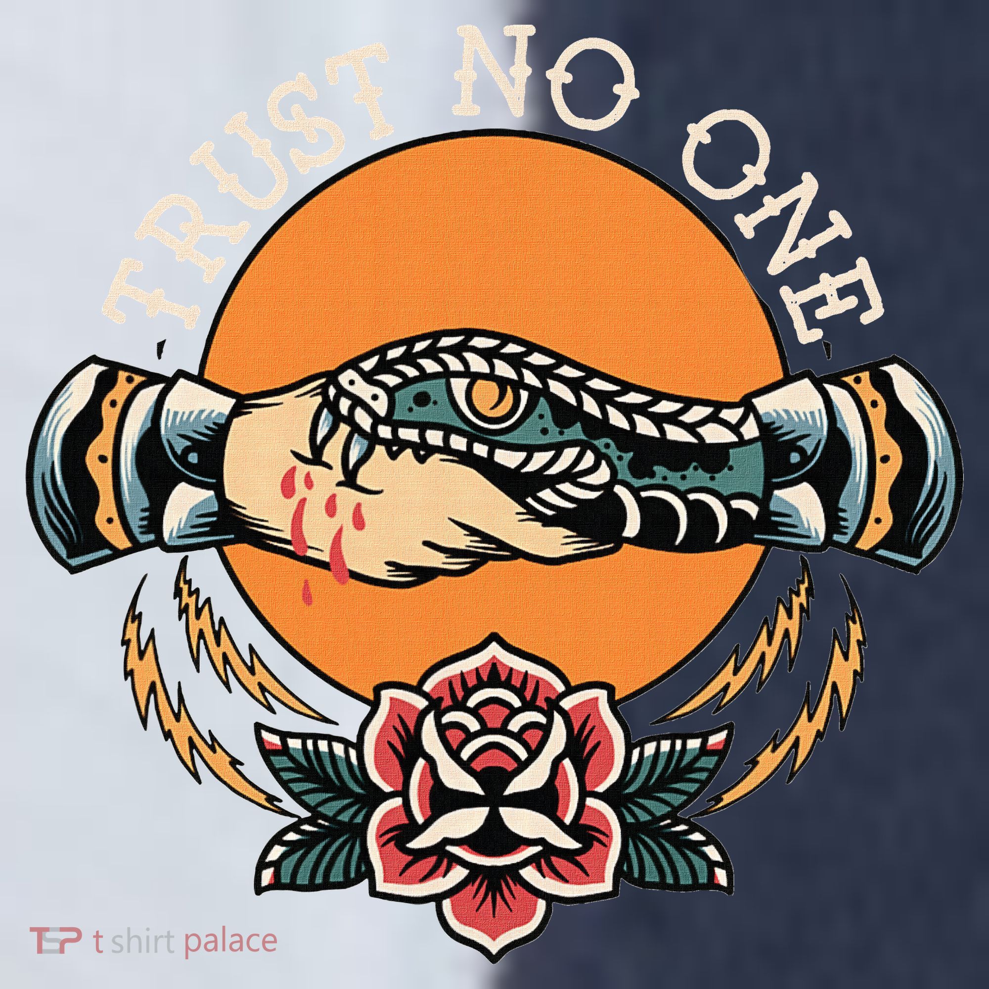 Trust No One Handshake Snake Traditional Tattoo Art Sport-Tek Competitor United Soccer Jersey