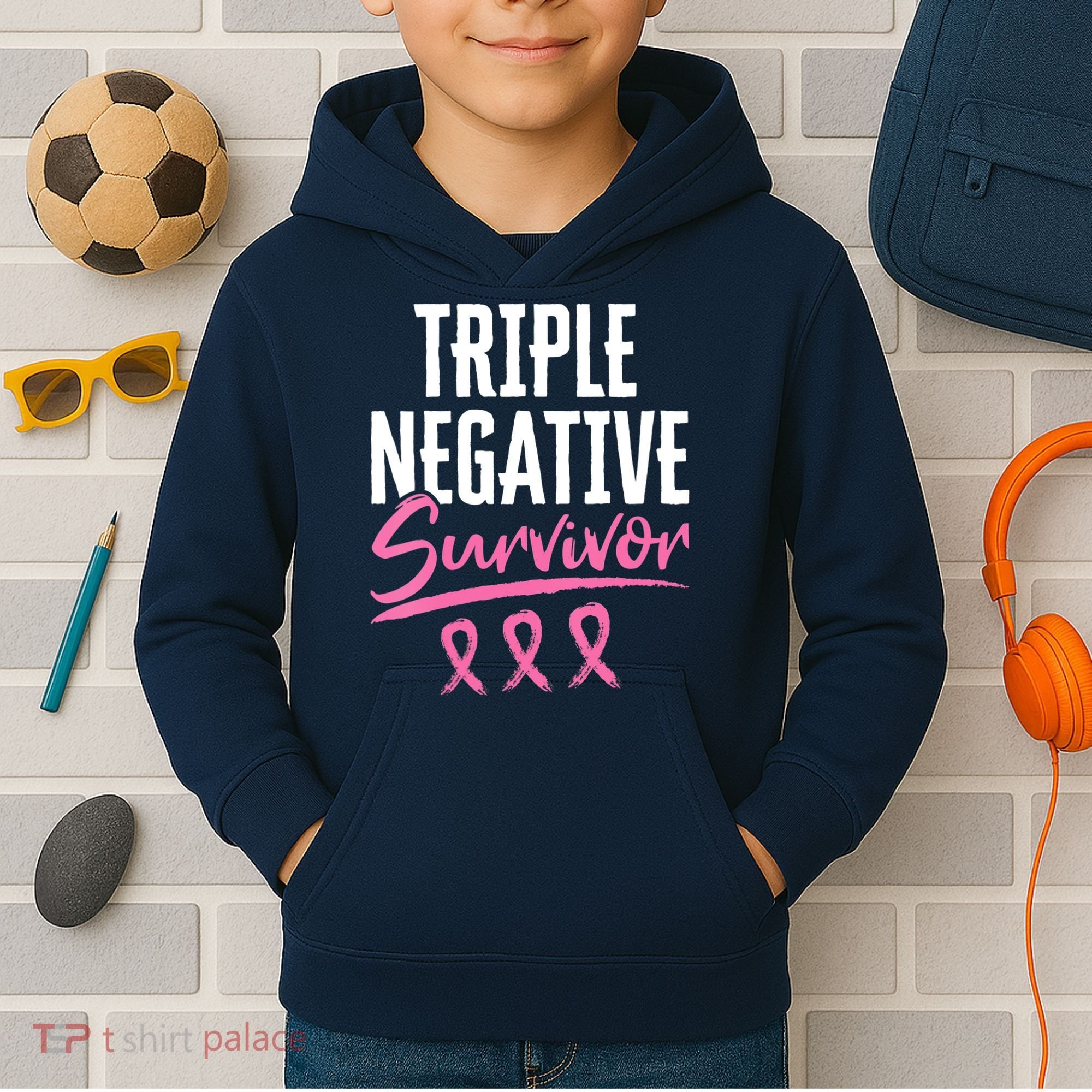 Triple Negative Survivor Breast Cancer Awareness TNBC Kids Hoodie
