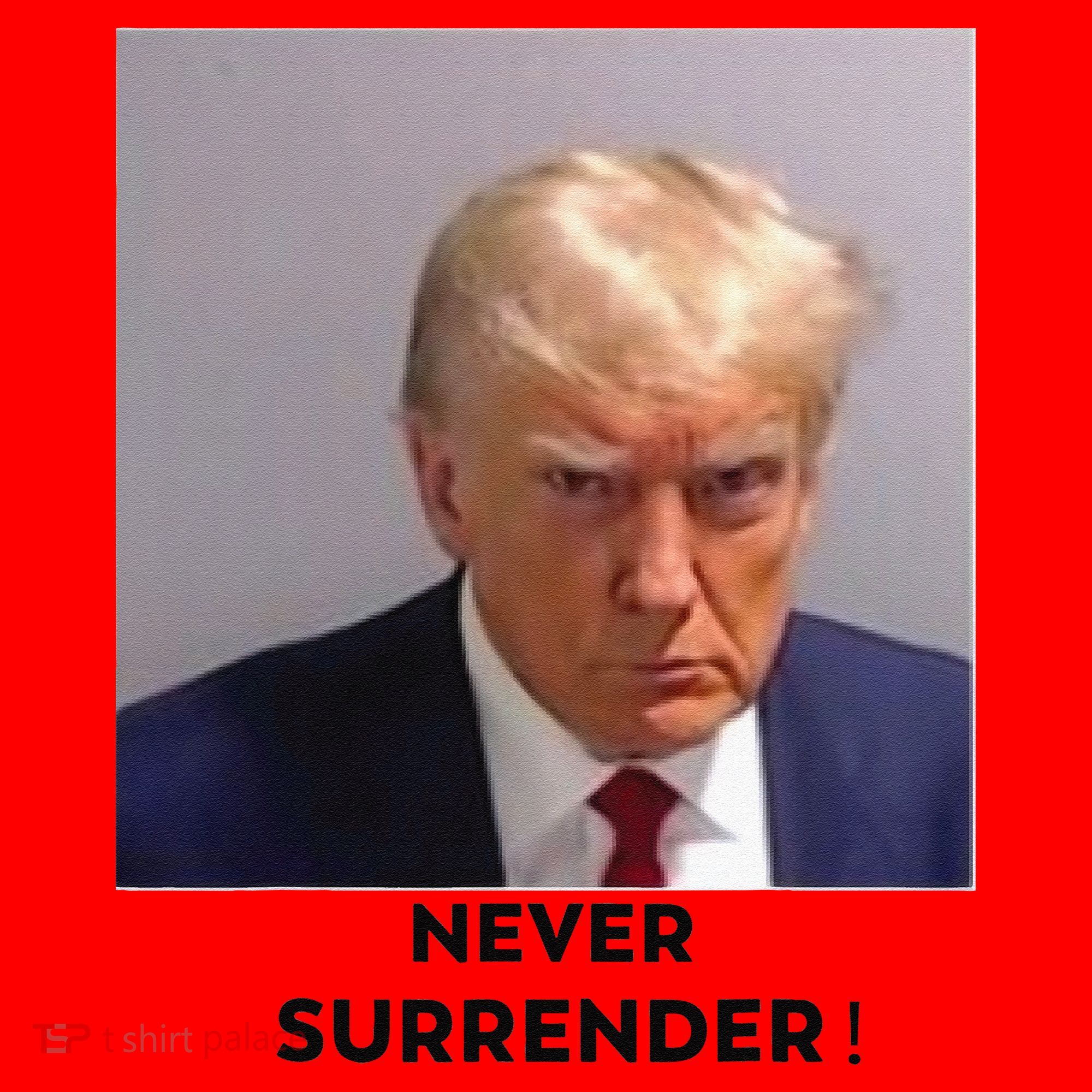 Trump Never Surrender Mug Shot Santa Hat