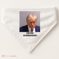 Trump Never Surrender Mug Shot USA-Made Doggie Bandana thumb 0