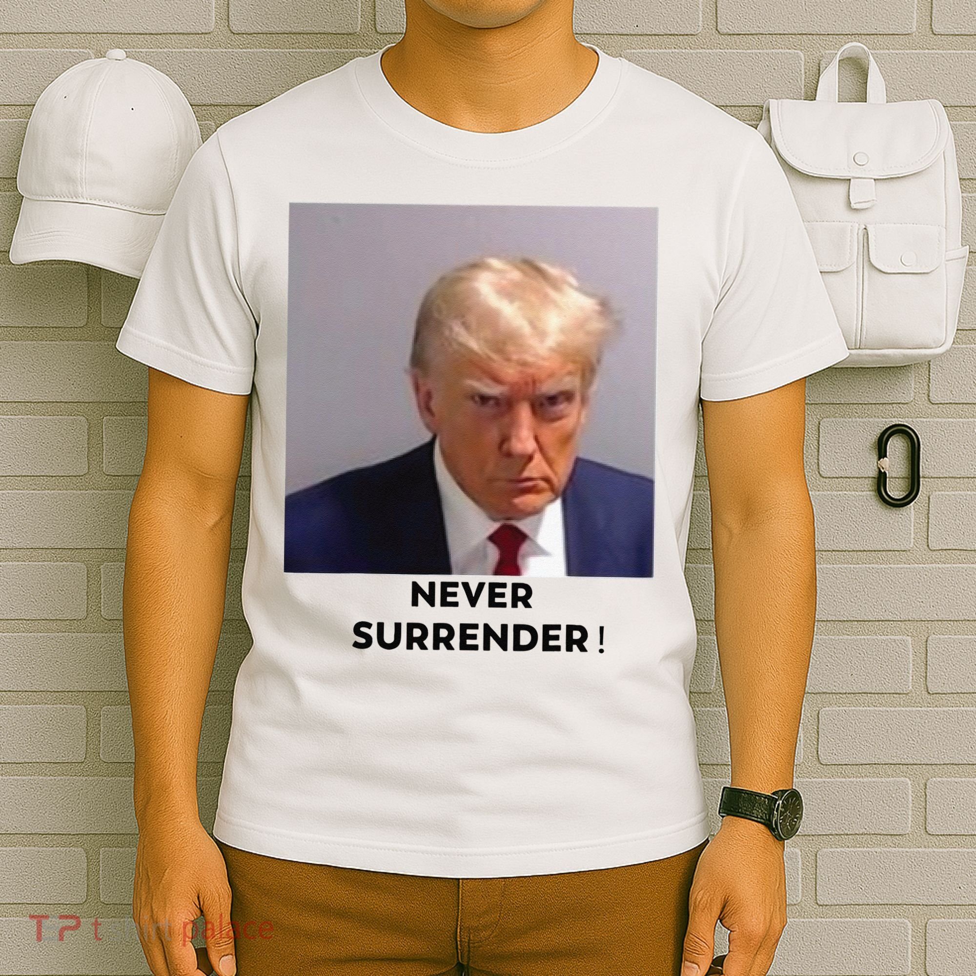 Trump Never Surrender Mug Shot T-Shirt