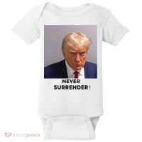 Trump Never Surrender Mug Shot Baby Bodysuit thumb 0