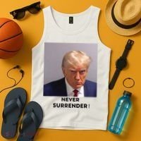 Trump Never Surrender Mug Shot Tank Top thumb 4