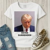 Trump Never Surrender Mug Shot Women's T-Shirt thumb 3