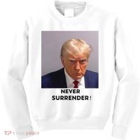 Trump Never Surrender Mug Shot Kids Sweatshirt thumb 0
